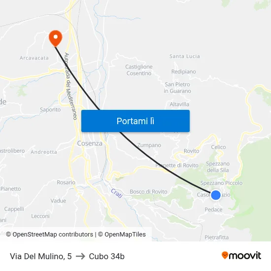 Via Del Mulino, 5 to Cubo 34b map
