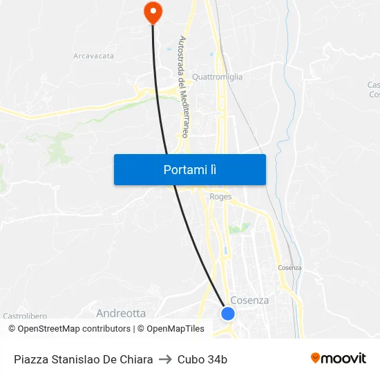 Piazza Stanislao De Chiara to Cubo 34b map