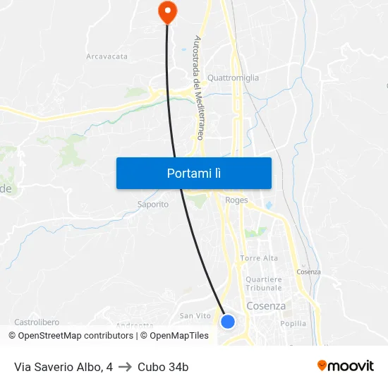 Via Saverio Albo, 4 to Cubo 34b map
