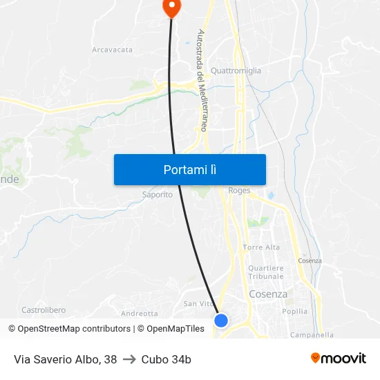 Via Saverio Albo, 38 to Cubo 34b map