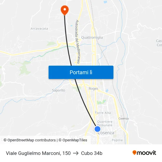 Viale Guglielmo Marconi, 150 to Cubo 34b map