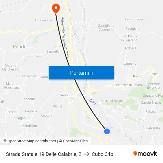 Strada Statale 19 Delle Calabrie, 2 to Cubo 34b map