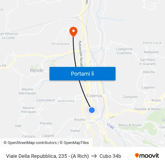 Viale Della Repubblica, 235 - (A Rich) to Cubo 34b map