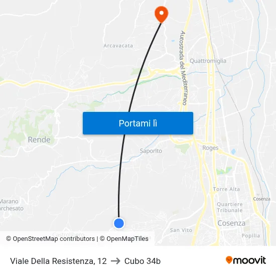 Viale Della Resistenza, 12 to Cubo 34b map