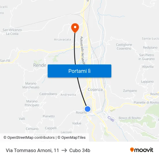 Via Tommaso Arnoni, 11 to Cubo 34b map