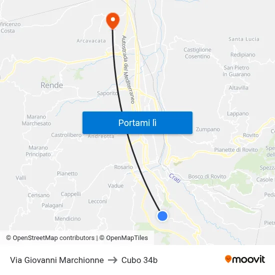 Via Giovanni Marchionne to Cubo 34b map
