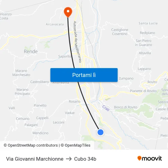 Via Giovanni Marchionne to Cubo 34b map