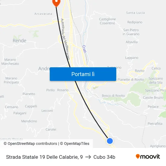 Strada Statale 19 Delle Calabrie, 9 to Cubo 34b map