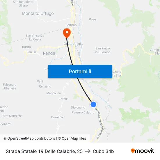 Strada Statale 19 Delle Calabrie, 25 to Cubo 34b map