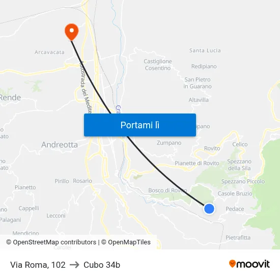 Via Roma, 102 to Cubo 34b map