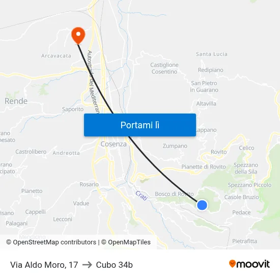 Via Aldo Moro, 17 to Cubo 34b map