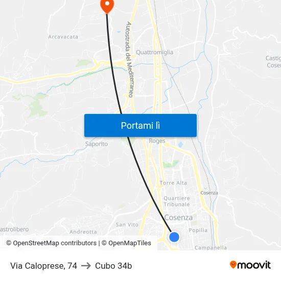 Via Caloprese, 74 to Cubo 34b map