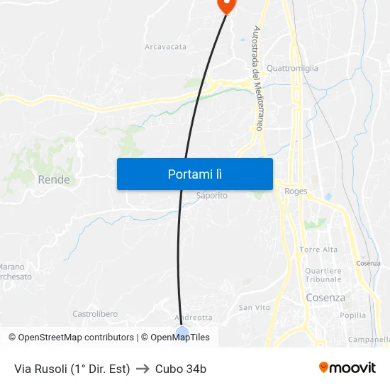 Via Rusoli (1° Dir. Est) to Cubo 34b map