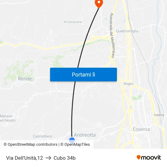 Via Dell'Unità,12 to Cubo 34b map