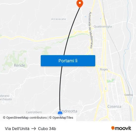 Via Dell'Unità to Cubo 34b map