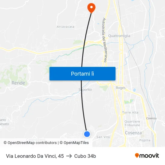 Via Leonardo Da Vinci, 45 to Cubo 34b map