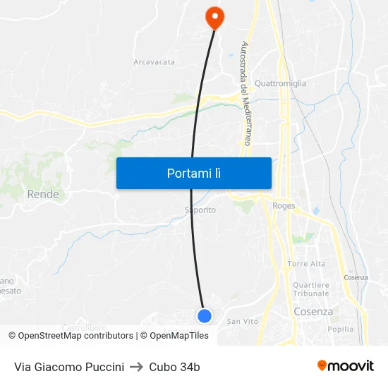 Via Giacomo Puccini to Cubo 34b map