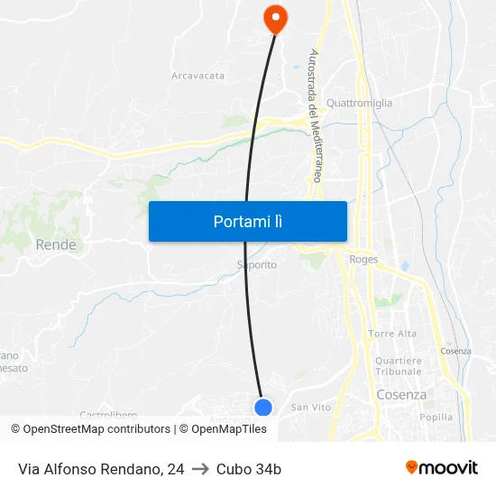 Via Alfonso Rendano, 24 to Cubo 34b map