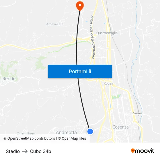 Stadio to Cubo 34b map