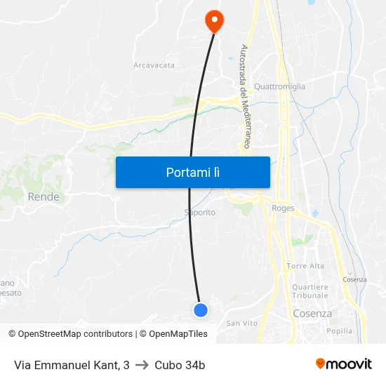 Via Emmanuel Kant, 3 to Cubo 34b map