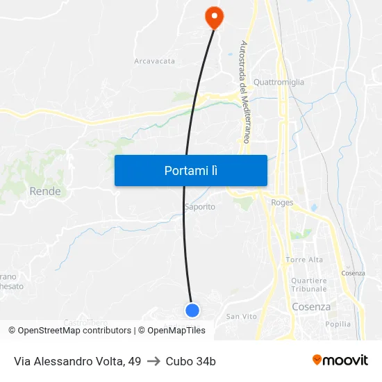 Via Alessandro Volta, 49 to Cubo 34b map