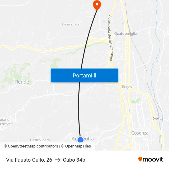 Via Fausto Gullo, 26 to Cubo 34b map
