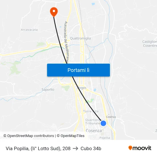 Via Popilia, (Ii° Lotto Sud), 208 to Cubo 34b map