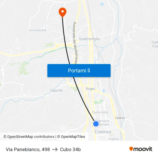 Via Panebianco, 498 to Cubo 34b map