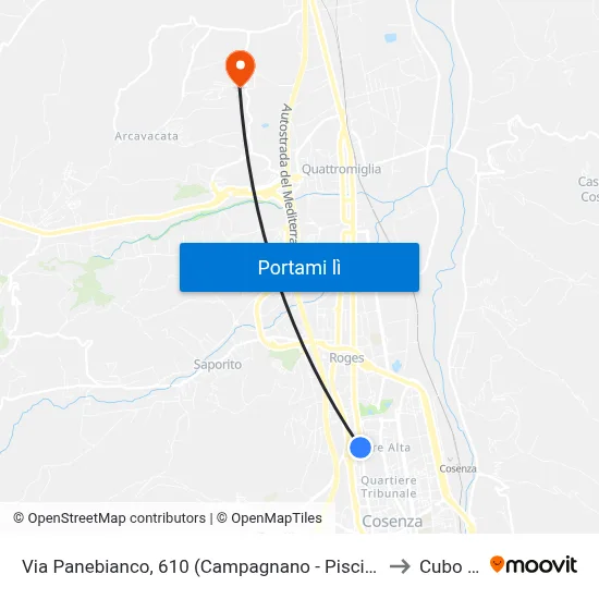 Via Panebianco, 610 (Campagnano - Piscina Comunale) to Cubo 34b map