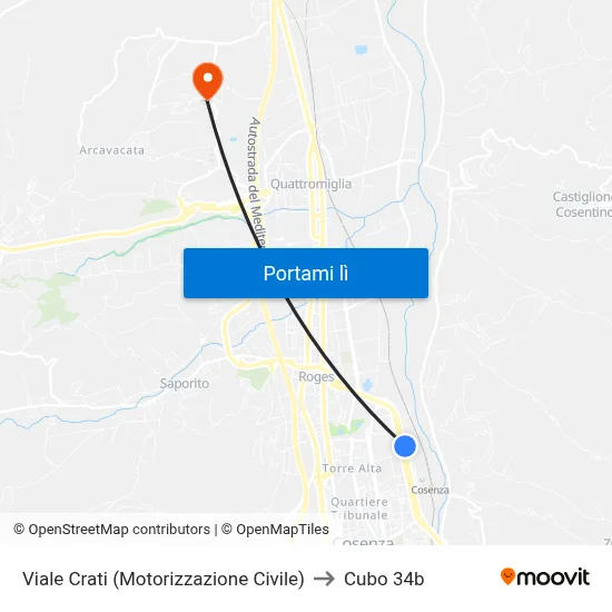 Viale Crati (Motorizzazione Civile) to Cubo 34b map
