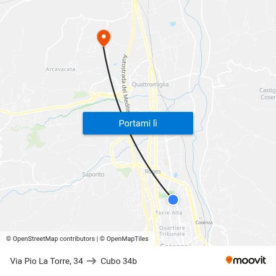 Via Pio La Torre, 34 to Cubo 34b map