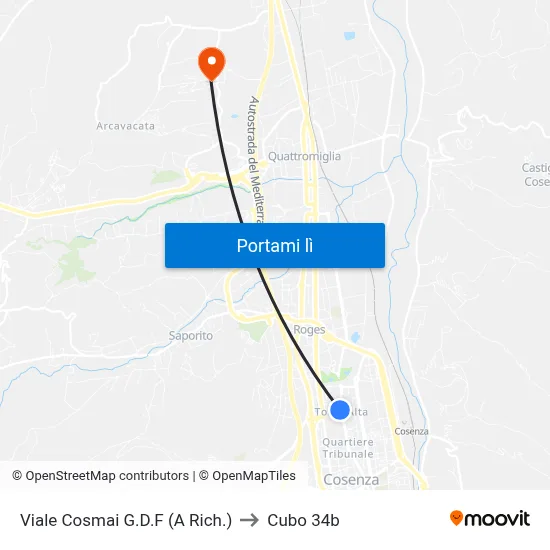 Viale Cosmai G.D.F (A Rich.) to Cubo 34b map
