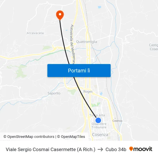 Viale Sergio Cosmai Casermette (A Rich.) to Cubo 34b map