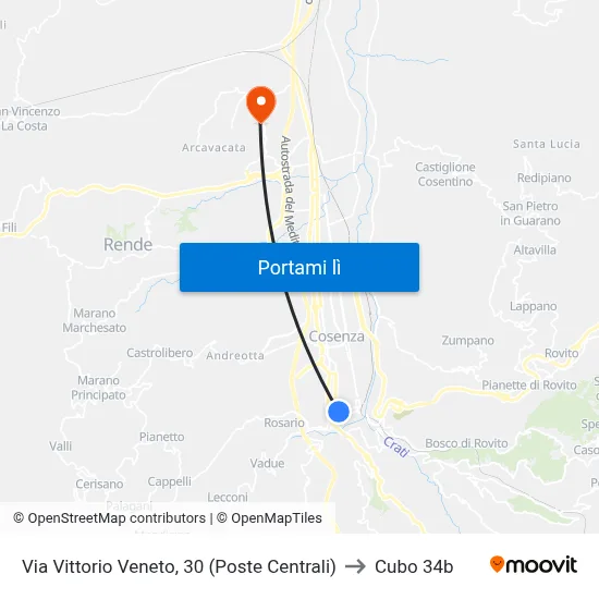 Via Vittorio Veneto, 30 (Poste Centrali) to Cubo 34b map