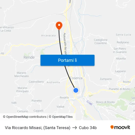 Via Riccardo Misasi, (Santa Teresa) to Cubo 34b map