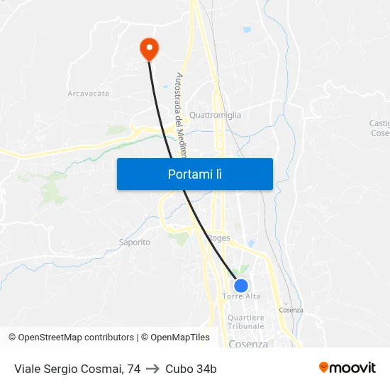 Viale Sergio Cosmai, 74 to Cubo 34b map