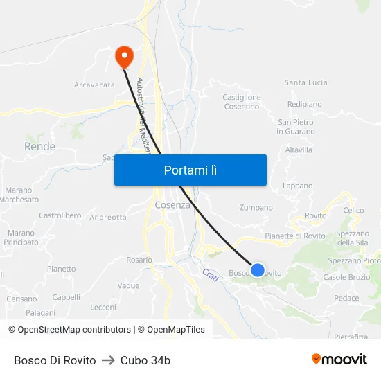 Bosco Di Rovito to Cubo 34b map