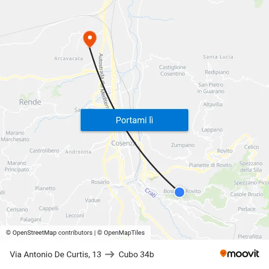 Via Antonio De Curtis, 13 to Cubo 34b map