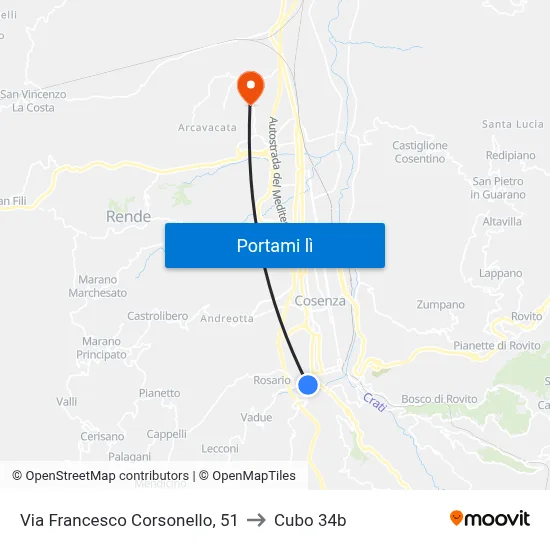 Via Francesco Corsonello, 51 to Cubo 34b map