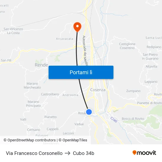 Via Francesco Corsonello to Cubo 34b map