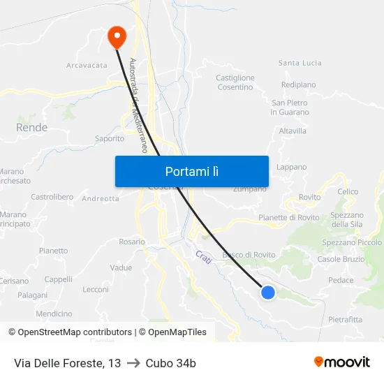 Via Delle Foreste, 13 to Cubo 34b map
