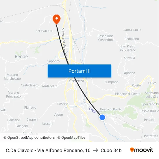 C.Da Ciavole - Via Alfonso Rendano, 16 to Cubo 34b map