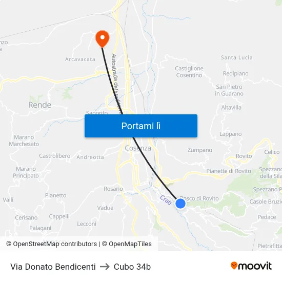 Via Donato Bendicenti to Cubo 34b map