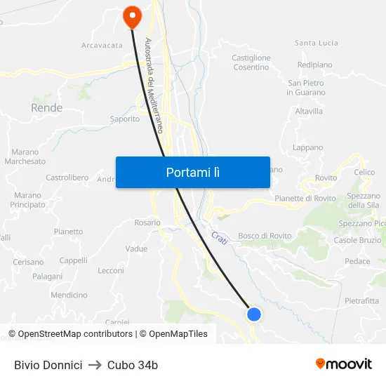 Bivio Donnici to Cubo 34b map