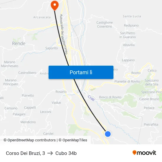 Corso Dei Bruzi, 3 to Cubo 34b map