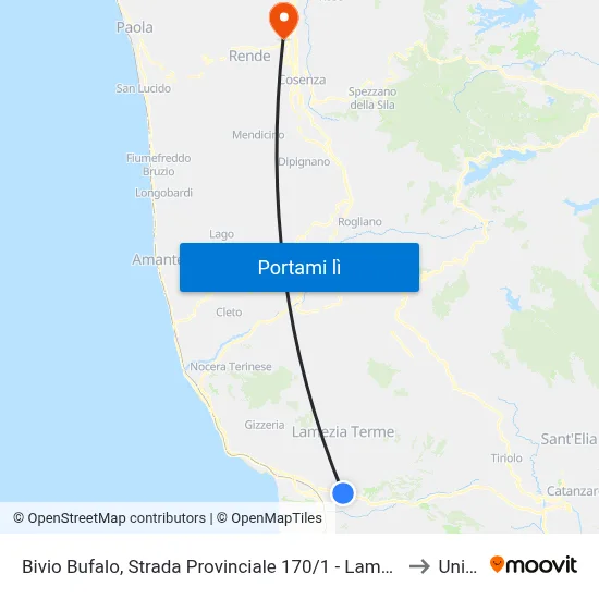 Bivio Bufalo, Strada Provinciale 170/1 - Lamezia Terme to Unical map