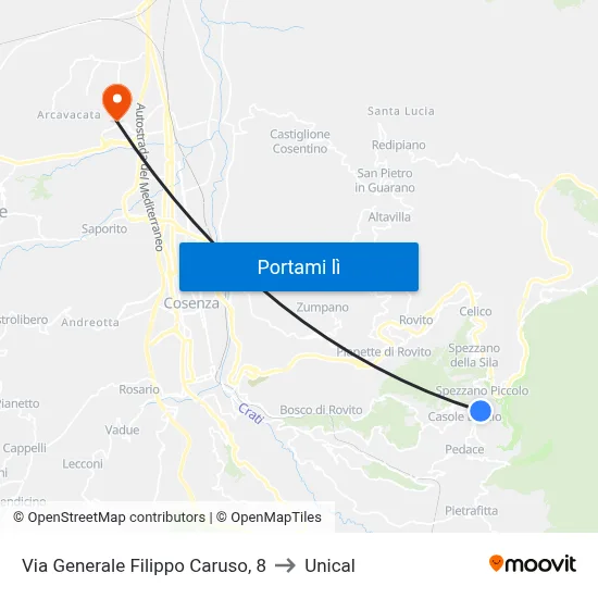 Via Generale Filippo Caruso, 8 to Unical map