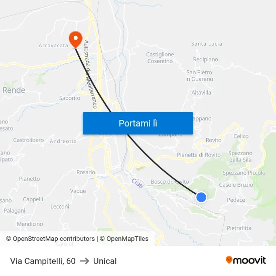 Via Campitelli, 60 to Unical map