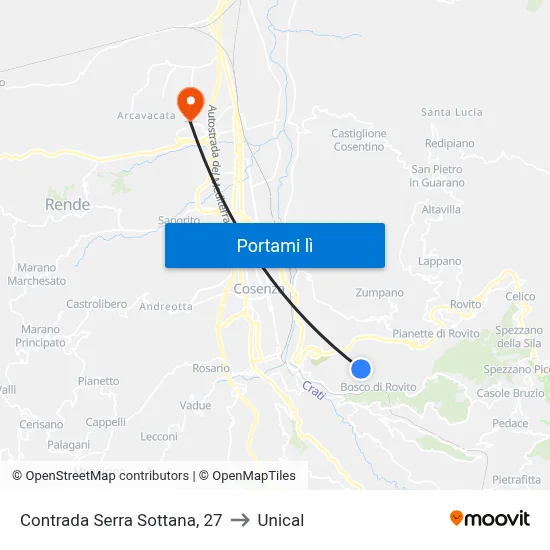 Contrada Serra Sottana, 27 to Unical map