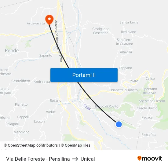 Via Delle Foreste - Pensilina to Unical map